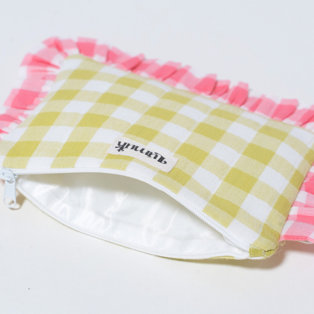 Flamingo Flirt Pouches | Quilted Ruffle Pouch Set