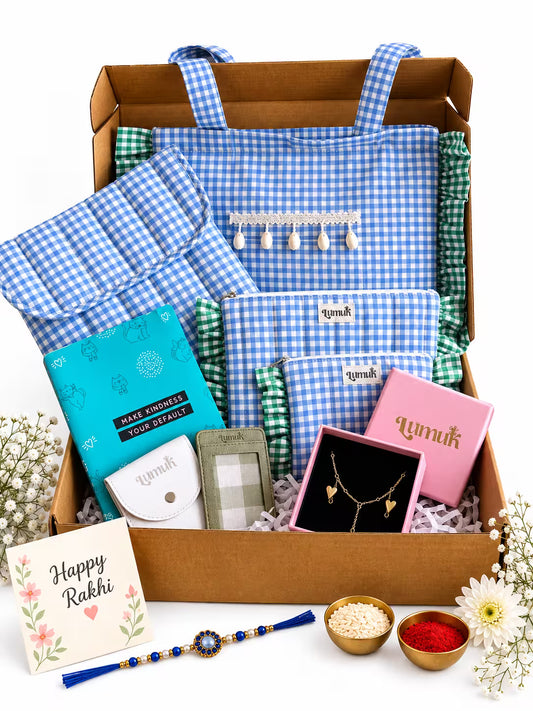 Blue Gingham Rakhi Hamper