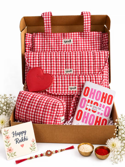 Red Gingham Rakhi Hamper