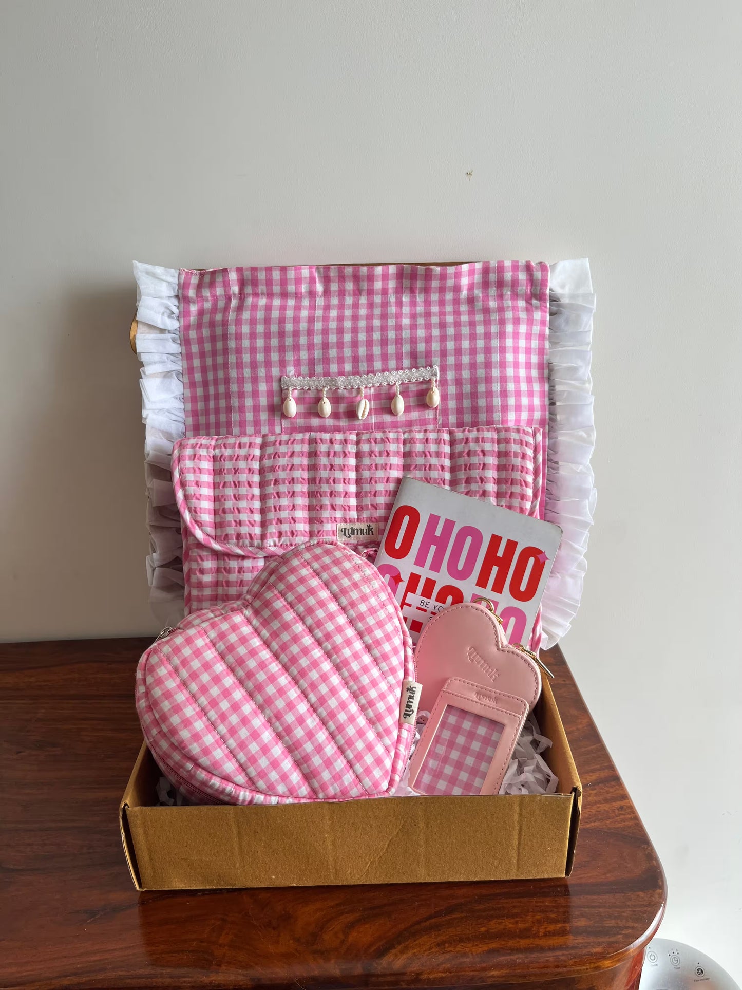 Pink Gingham Rakhi Hamper