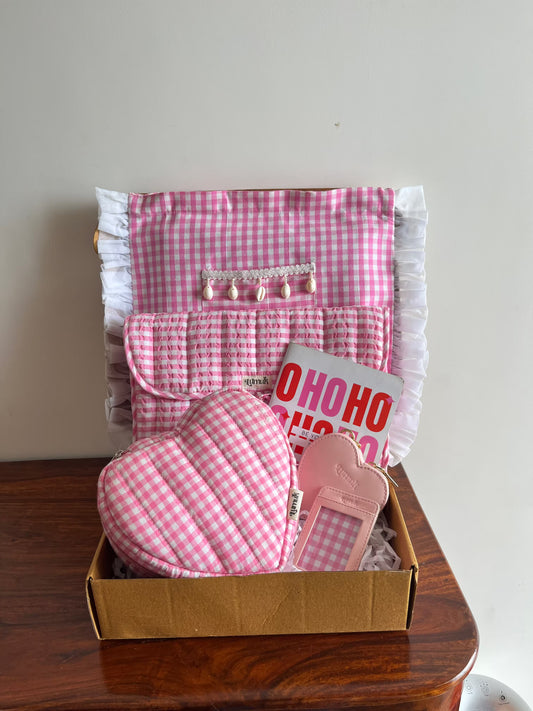 Pink Gingham Rakhi Hamper