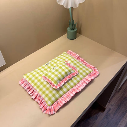 Flamingo Flirt Pouches | Quilted Ruffle Pouch Set